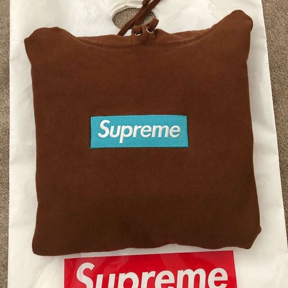 Supreme ( rust ) box logo hoodie